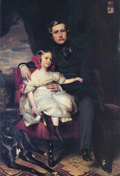Portrait of the Prince de Wagram and his daughter Malcy Louise Caroline Frederique by Franz Xaver Winterhalter